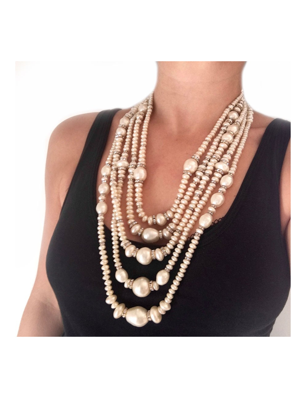 Multirangs Couture CHANEL Pearly beads necklace