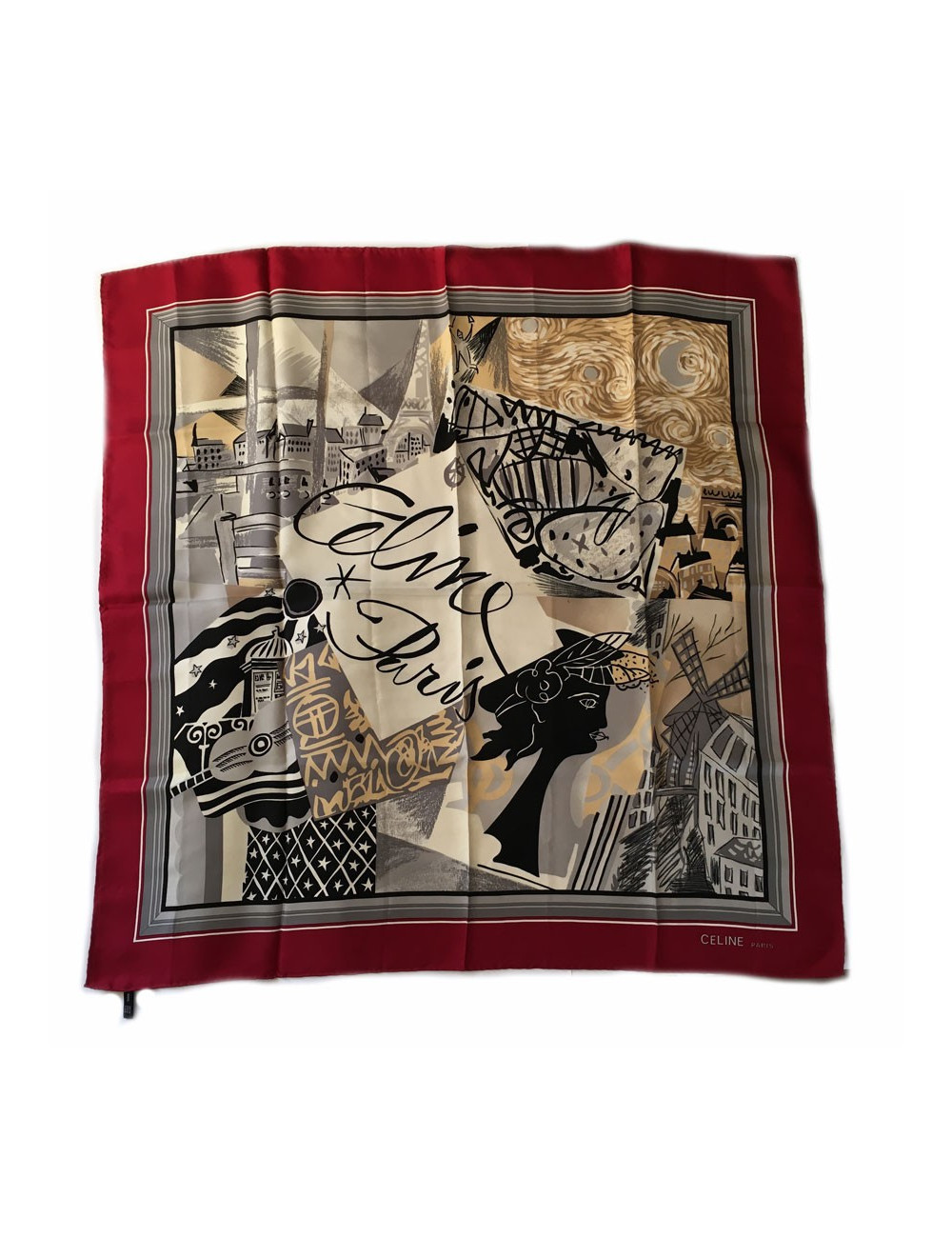 Carré de soie  "Paris" CÉLINE Vintage 