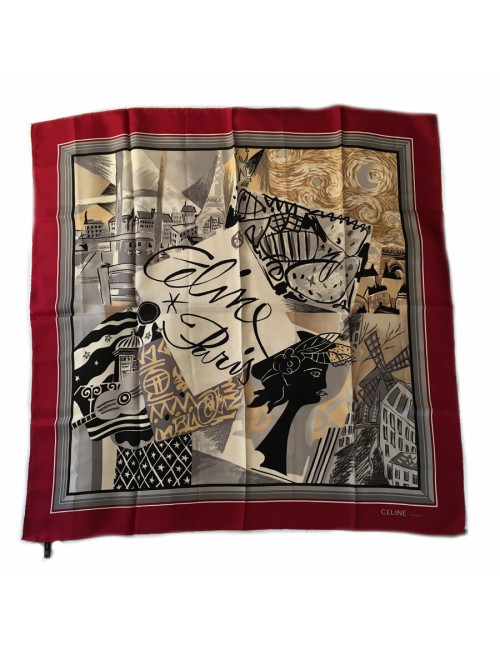 Carré de soie  "Paris" CÉLINE Vintage 