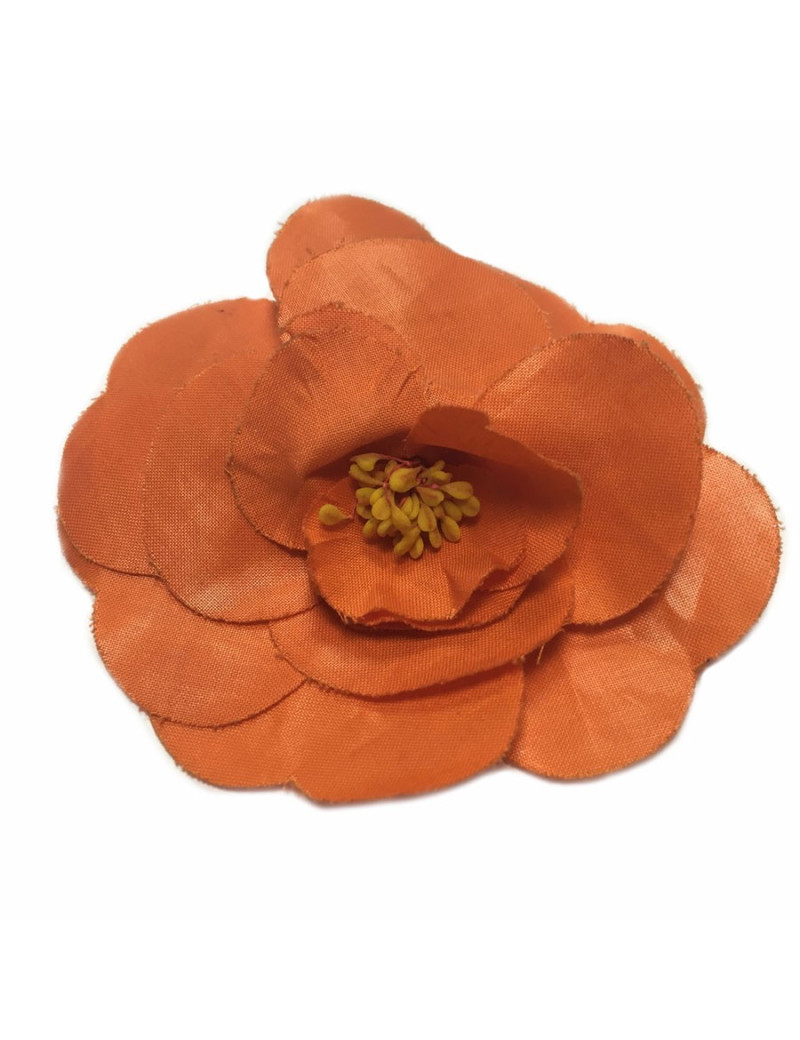 Broche tissu orange CHANEL 