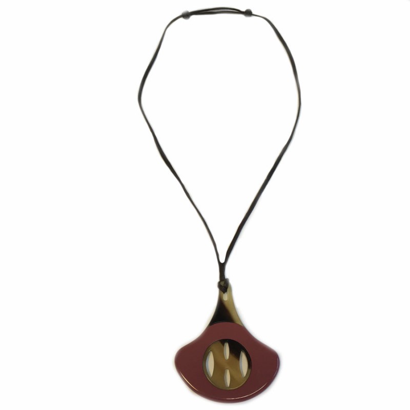 Hermes Kara Buffalo Horn Lacquer Necklace in Pink and Green - Selectionne PH