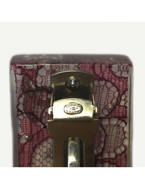 Barrette hair CHANEL inclusion of pink lace and Pearly beads