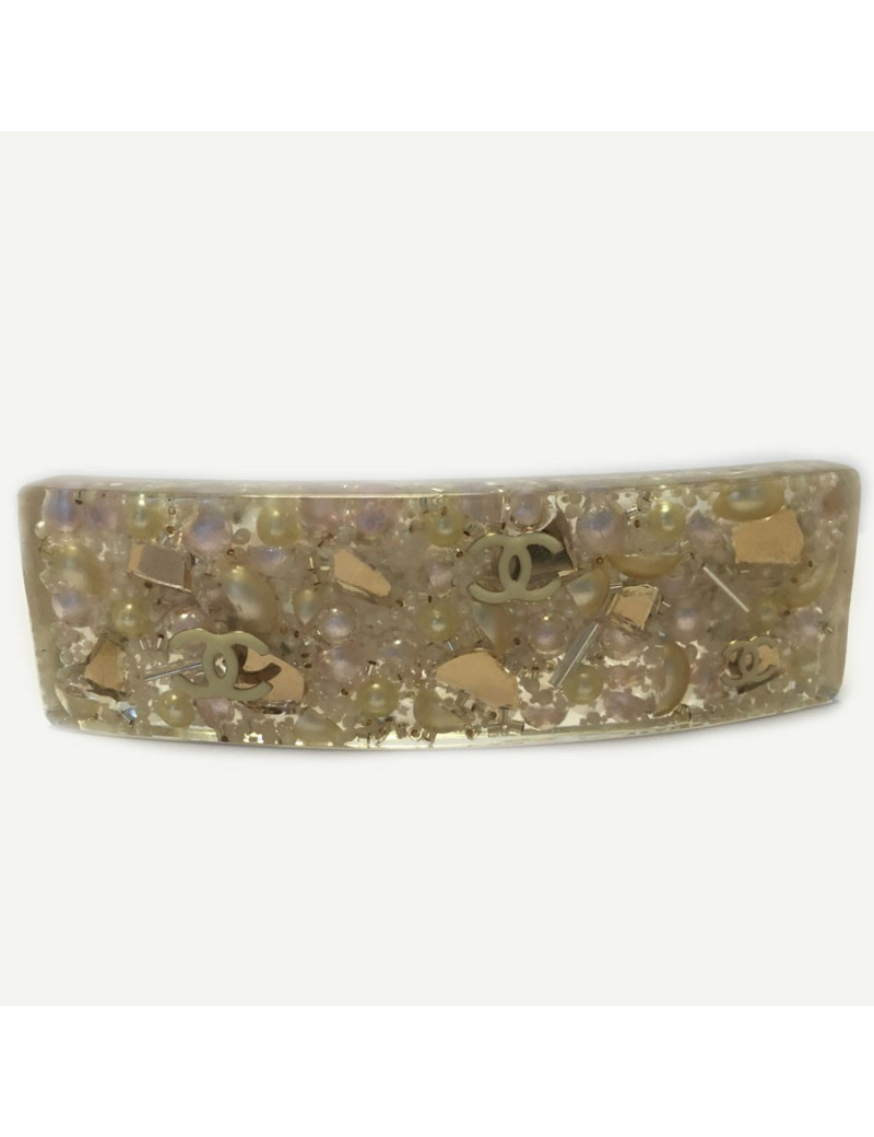 Barrette à cheveux CHANEL inclusions de perles nacrées et éclats dorés
