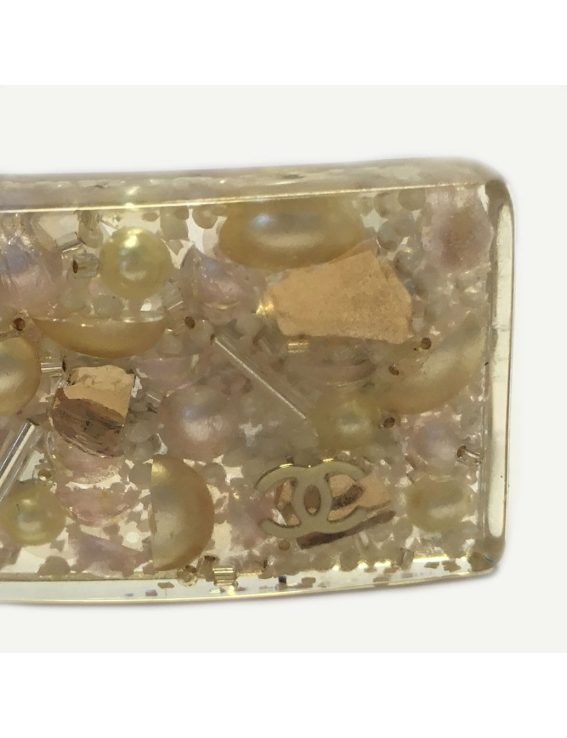 Barrette à cheveux CHANEL inclusions de perles nacrées et éclats dorés