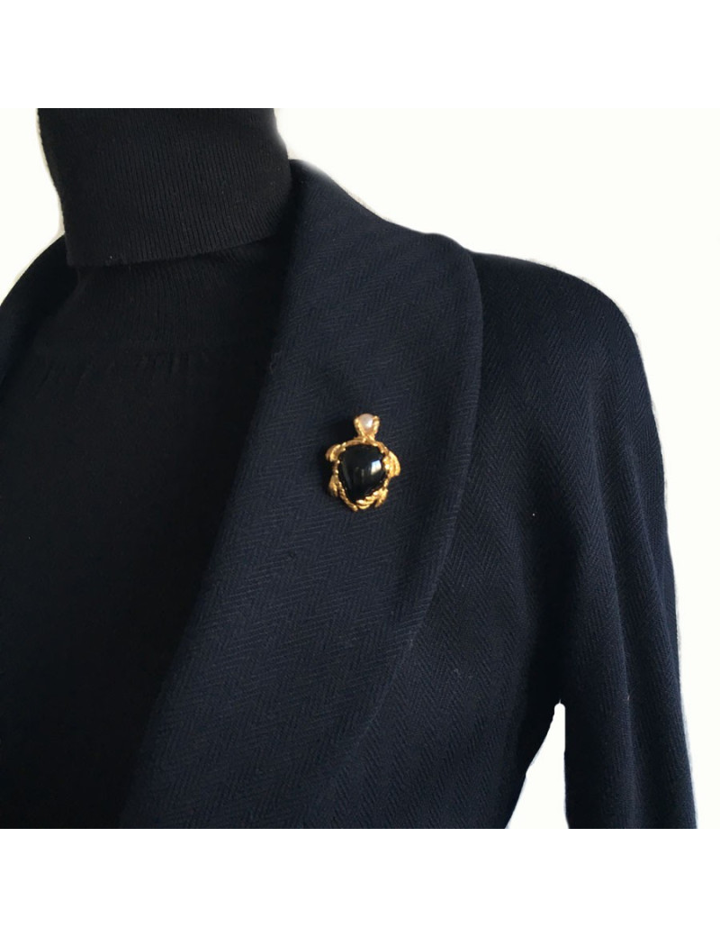 YVES SAINT LAURENT turtle brooch in gilded metal