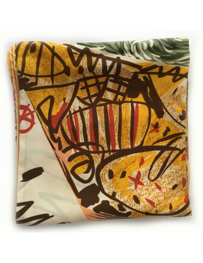 Carré de soie CÉLINE  "Paris" jaune