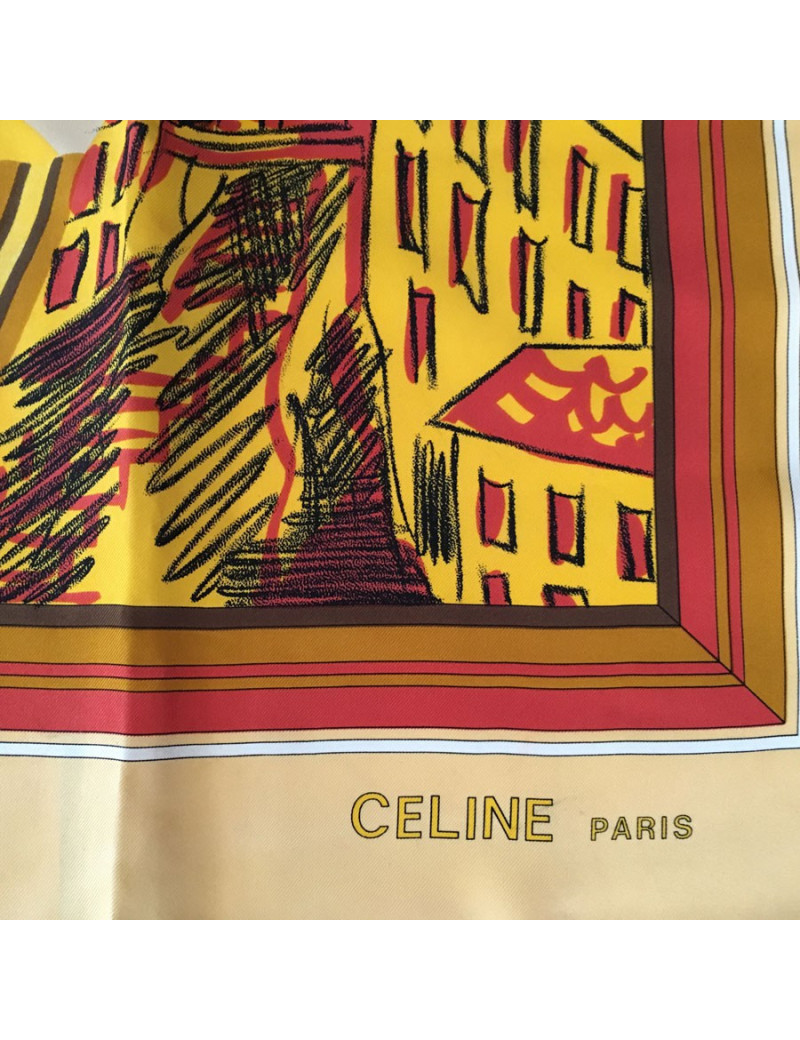 Carré de soie CÉLINE  "Paris" jaune