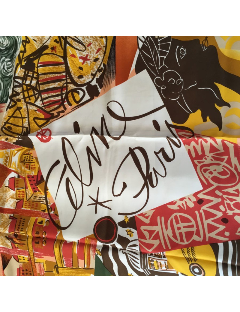 Carré de soie CÉLINE  "Paris" jaune