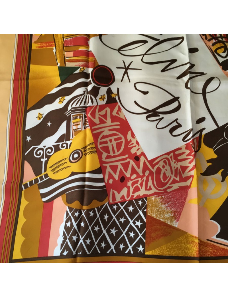 Carré de soie CÉLINE  "Paris" jaune