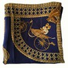 Square of silk HERMES "Cars baskets" blue and gold