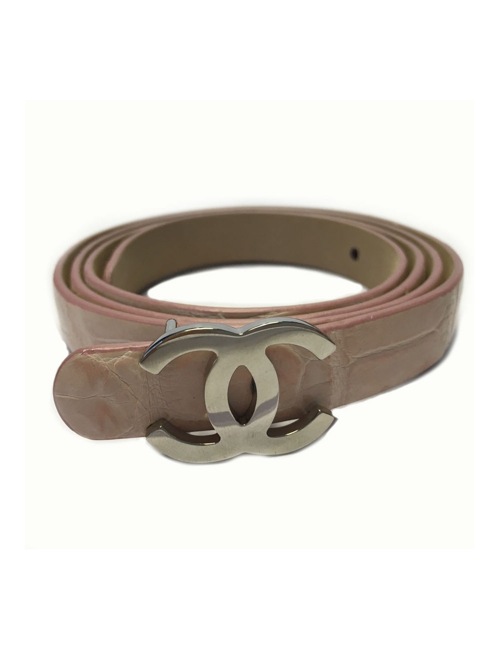 Ceinture CHANEL en cuir rose