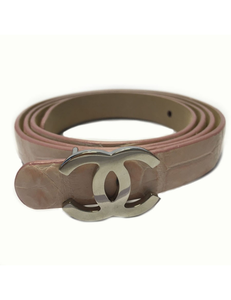 Ceinture CHANEL en cuir rose