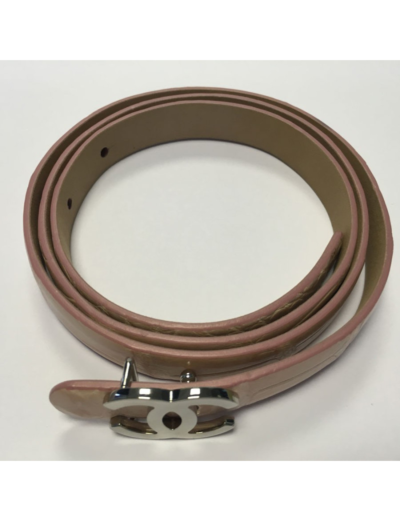 Ceinture CHANEL en cuir rose