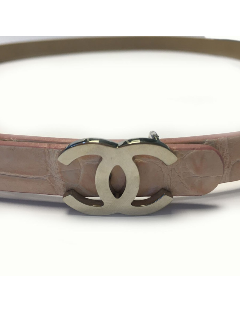 Ceinture CHANEL en cuir rose