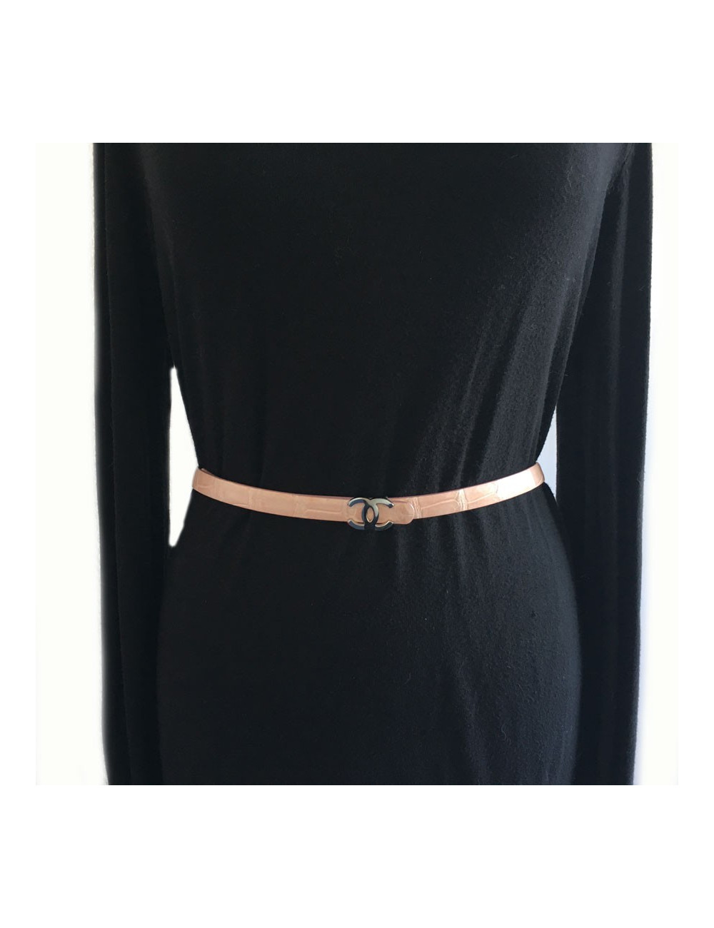 Ceinture CHANEL en cuir rose