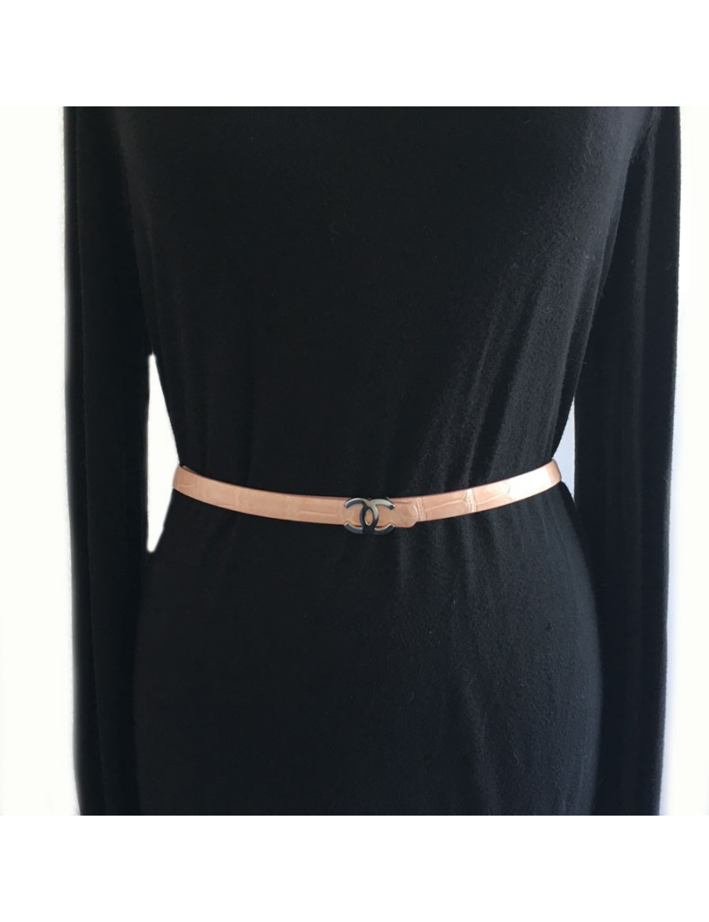 Ceinture CHANEL en cuir rose