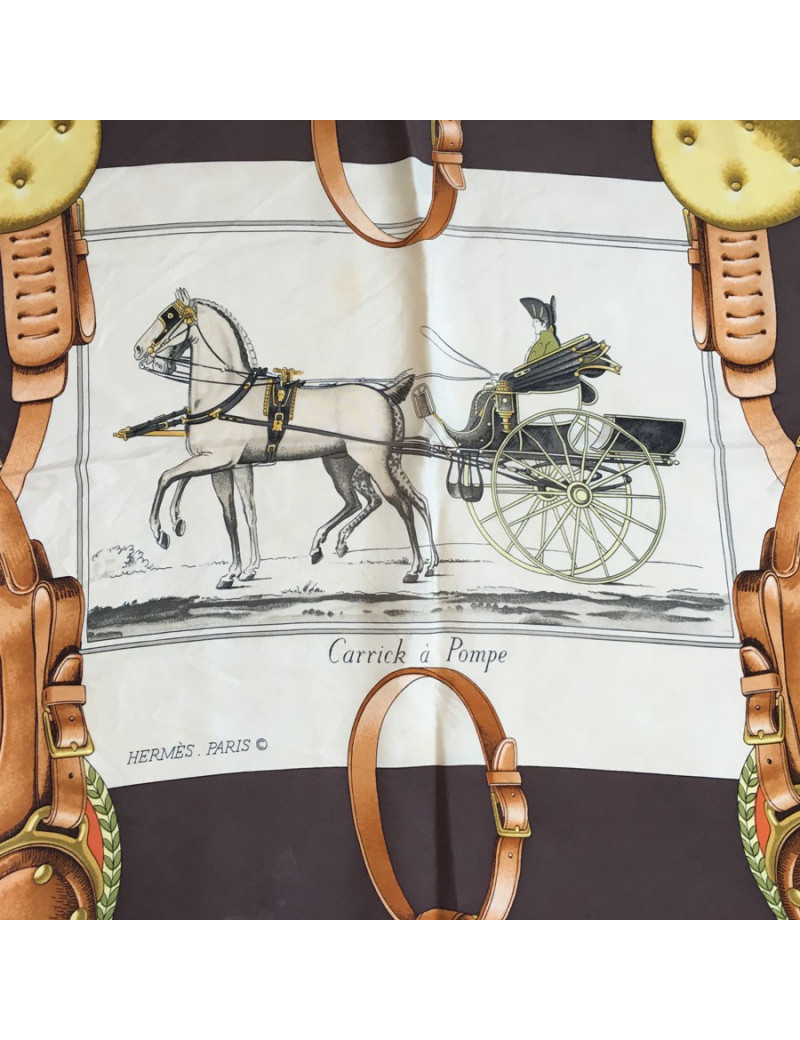 Square HERMES "Carrick to pump" Brown silk