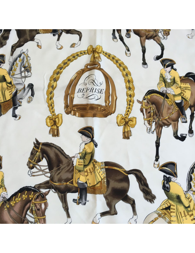 AUCTION square HERMES "Recovery" in yellow silk