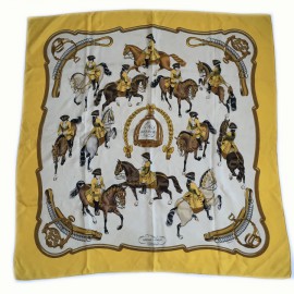 AUCTION square HERMES "Recovery" in yellow silk