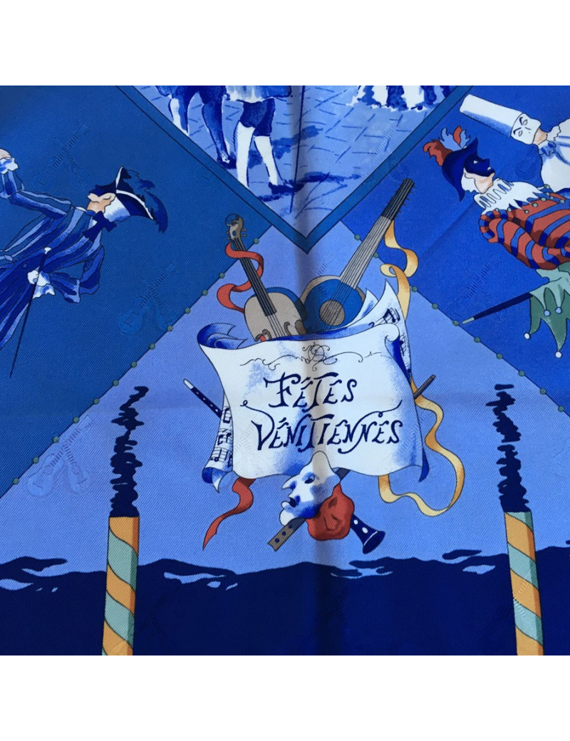 Hermès "Venetian holiday" in night blue silk