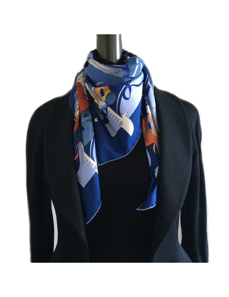 Hermès "Venetian holiday" in night blue silk