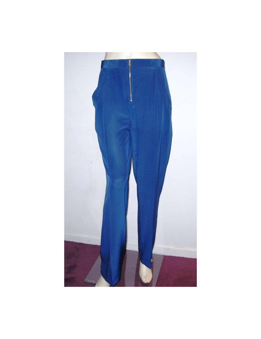 Pantalon carotte en soie bleue CELINE