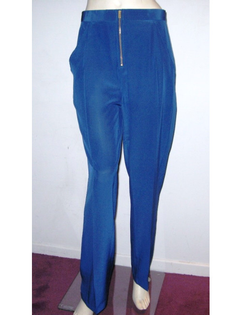 Pantalon carotte en soie bleue CELINE