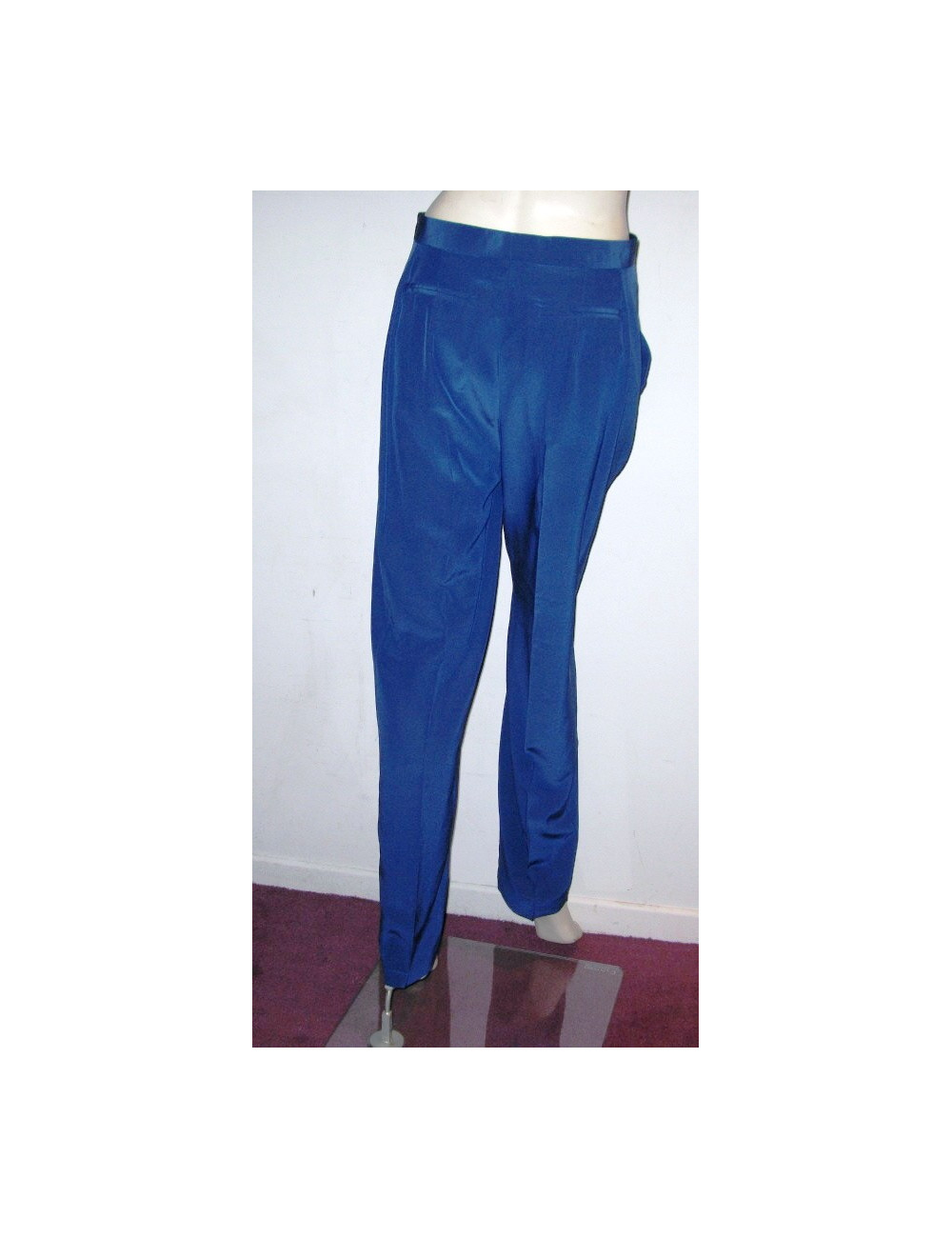 Pantalon carotte en soie bleue CELINE
