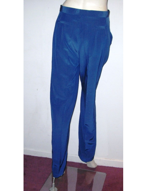 Pantalon carotte en soie bleue CELINE