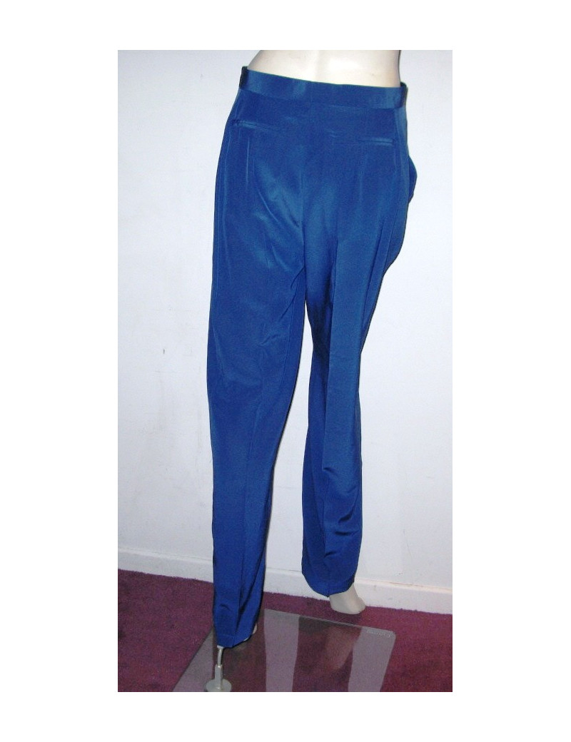 Pantalon carotte en soie bleue CELINE