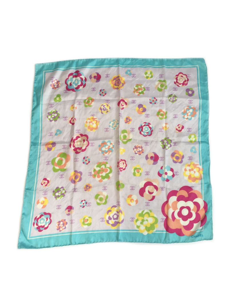 Sky blue silk scarf CHANEL
