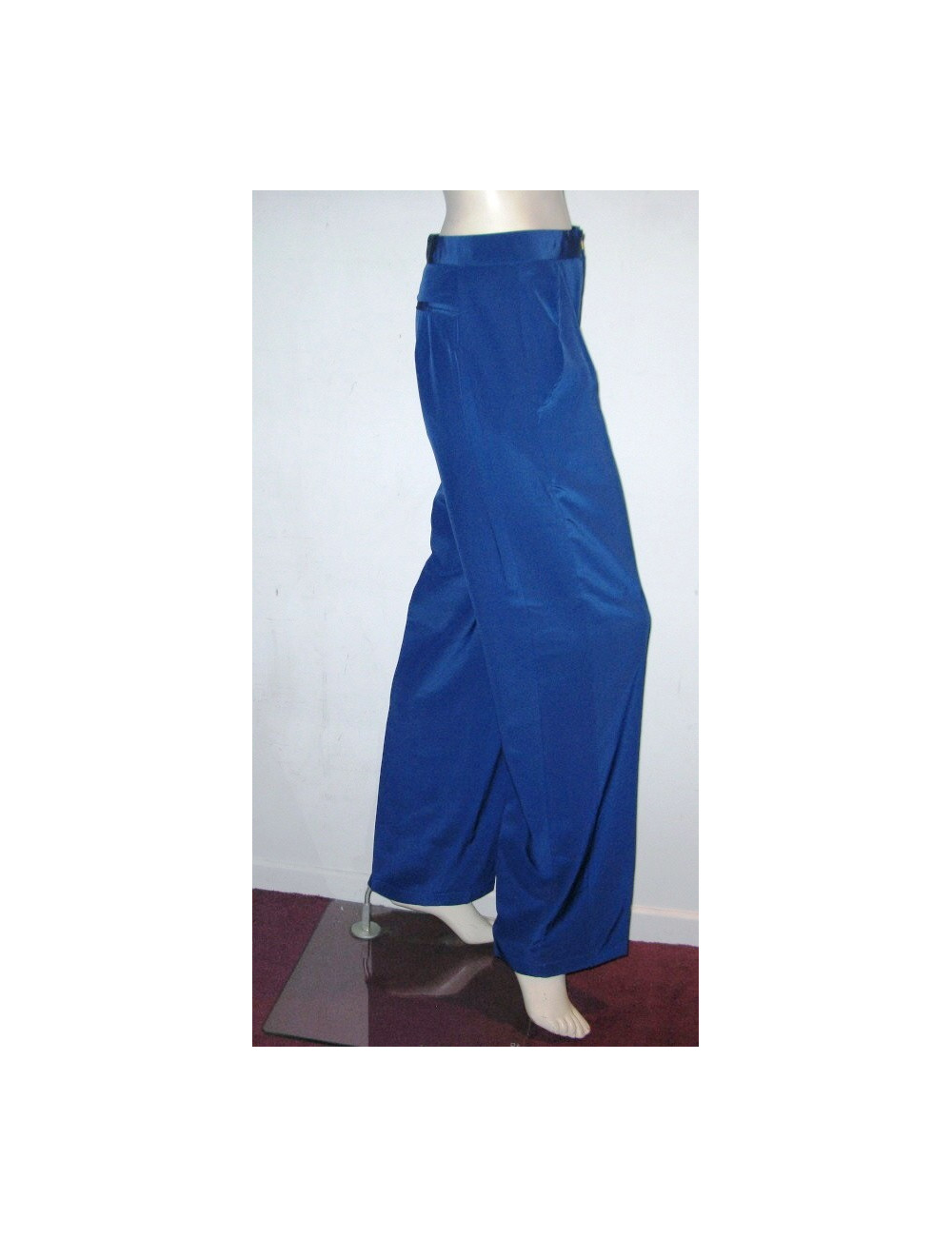 Pantalon carotte en soie bleue CELINE
