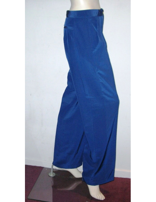 Pantalon carotte en soie bleue CELINE