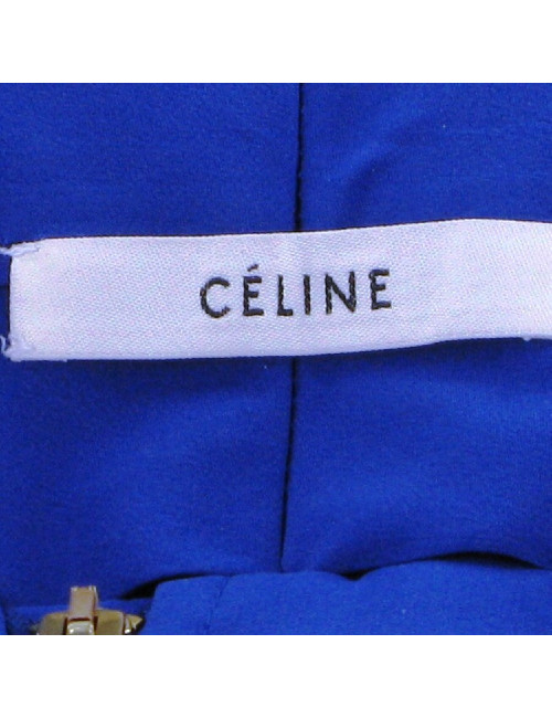 Pantalon carotte en soie bleue CELINE