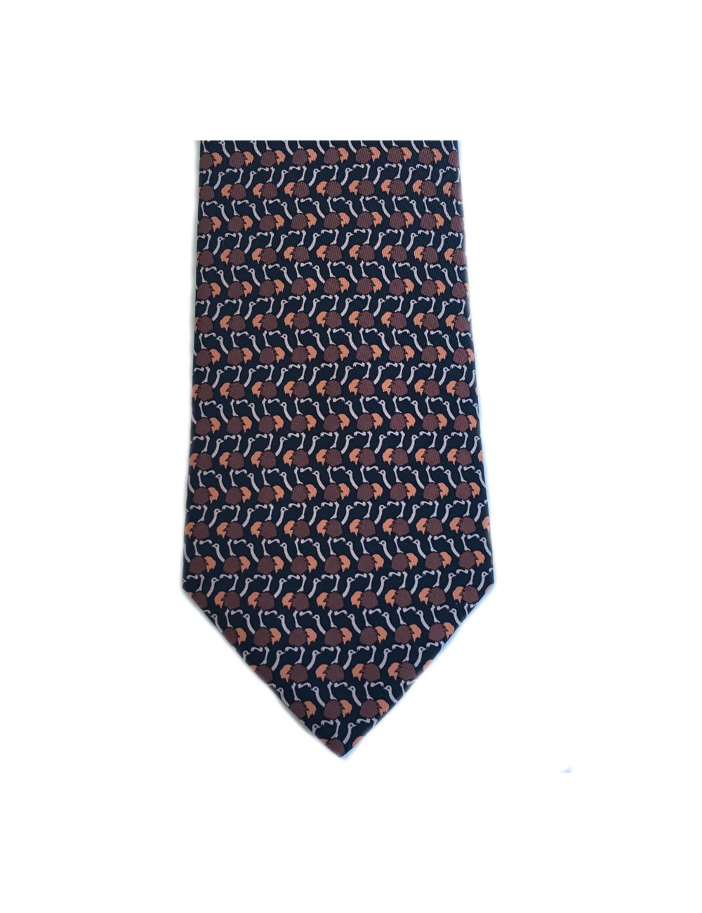 HERMÈS tie in black scarf on ground ostrich
