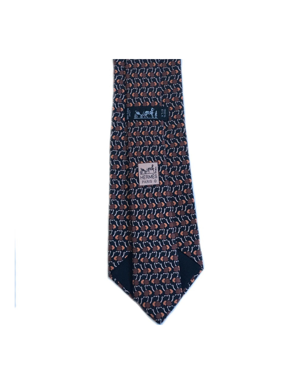 HERMÈS tie in black scarf on ground ostrich