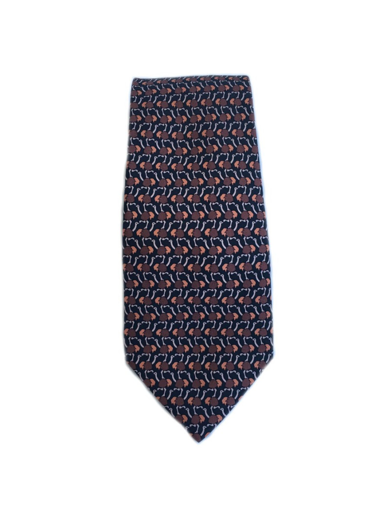 HERMÈS tie in black scarf on ground ostrich