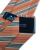 Cravate HERMES en coton et soie orange clair à rayures 