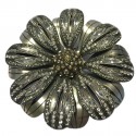 Large brooch marguerite LANVIN silver metal and rhinestones