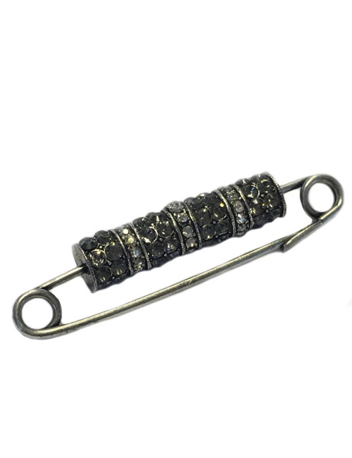 Broche épingle LANVIN en métal argenté et strass