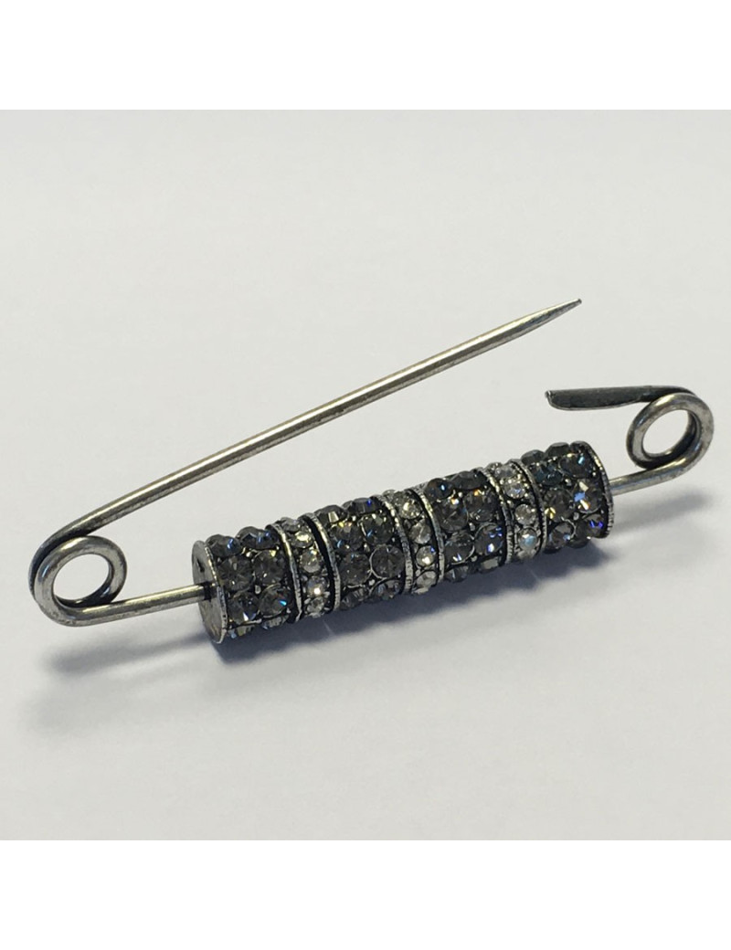 Brooch pin LANVIN silver metal and rhinestones