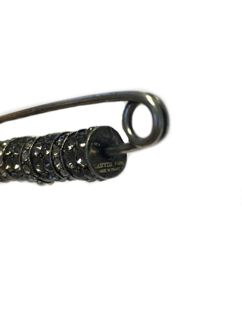 Brooch pin LANVIN silver metal and rhinestones