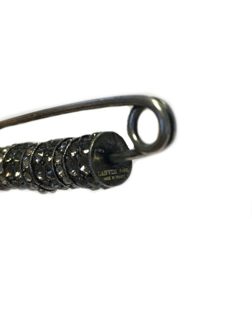 Brooch pin LANVIN silver metal and rhinestones