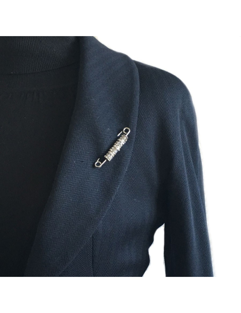 Brooch pin LANVIN silver metal and rhinestones