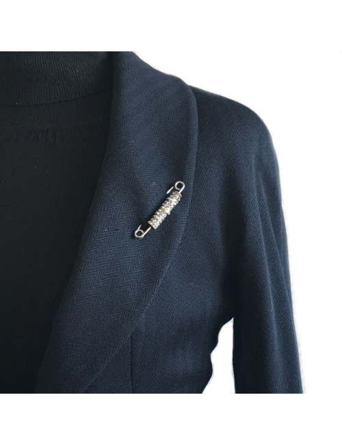 Brooch pin LANVIN silver metal and rhinestones