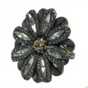 Ring Marguerite LANVIN T55 silver metal and rhinestones