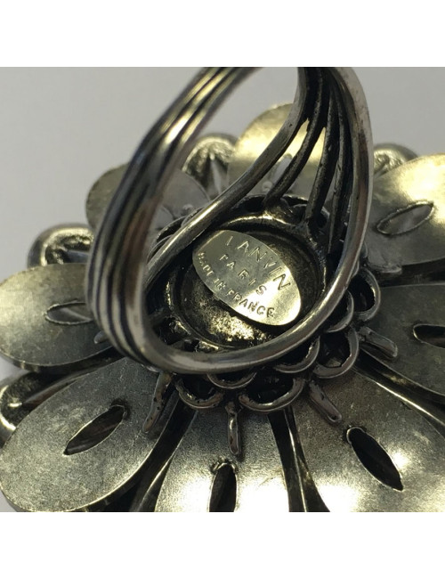 Bague Marguerite LANVIN T55 en métal argenté et strass
