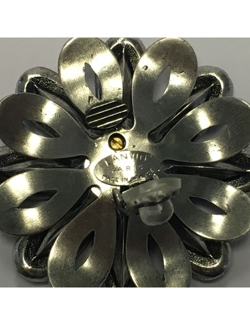 LANVIN clips in silver metal and rhinestone earrings