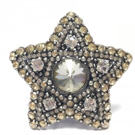 Ring LANVIN T51, 5 star in silver and white and gold rhinestones