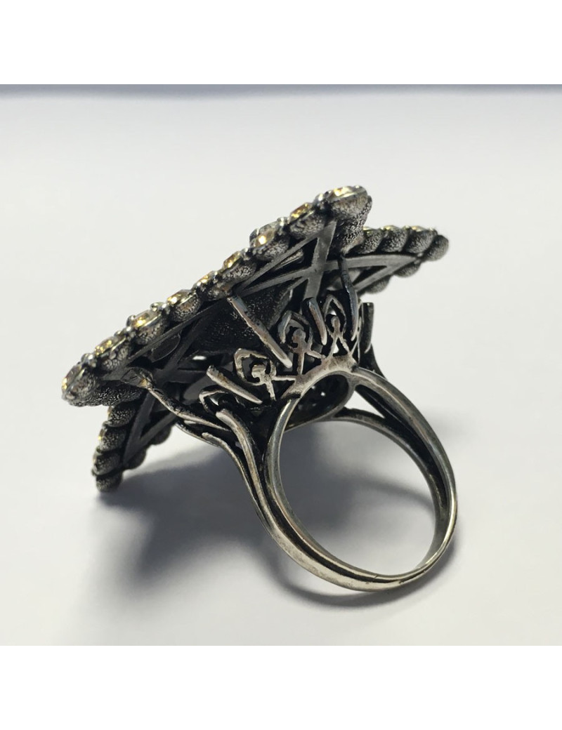 Ring LANVIN T51, 5 star in silver and white and gold rhinestones